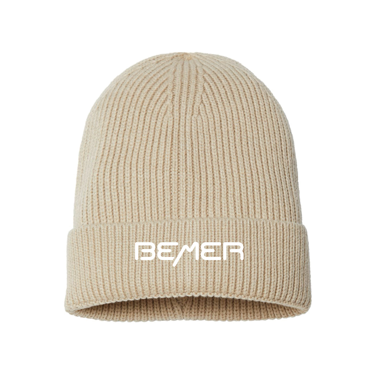 Fine Rib Cuffed Beanie Beige
