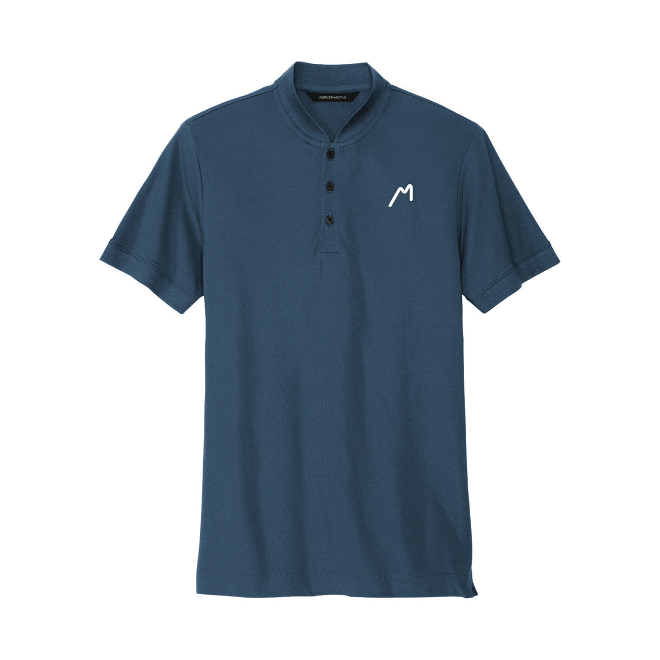 Strech Pique Henley Blue