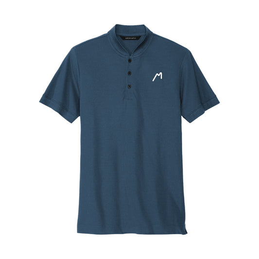 Strech Pique Henley Blue